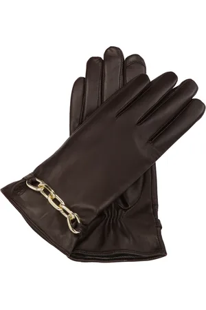 Kazar Accessoires, Dames, Bruin, L, Leer, Bruine handschoenen met ketting