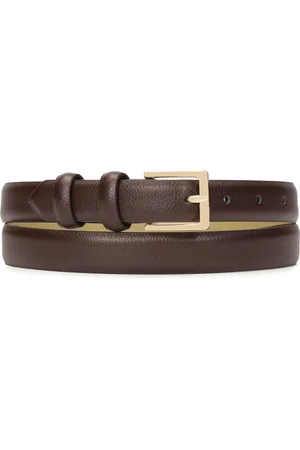Kazar Accessoires, Dames, Bruin, 80 CM, Leer, Bruine smalle riem met vierkante gesp