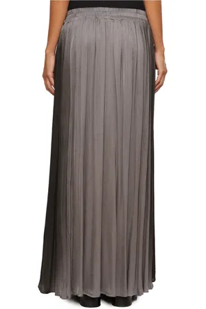SANCTAMUERTE Rokken, Dames, Grijs, S, Satijn, Lange Satijnen Rok Elegante Stijl