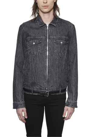 RTA Jassen, Heren, Grijs, L, Denim, Denimjack met leren band