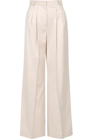 SIMONA CORSELLINI Broeken, Dames, , M, Crème Wijde Broek met Hoge Taille