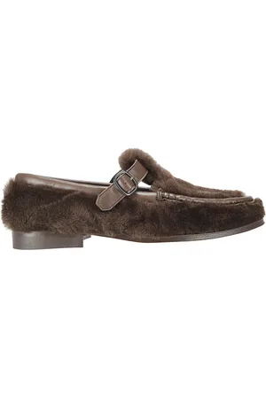 Hereu Schoenen, Dames, Bruin, 40 EU, Shearling Sandalen voor Stijlvolle Zomerlook