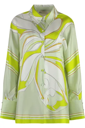 Tory Burch Blouses & Shirts, Dames, Groen, L, Zijden Multicolor Print Shirt