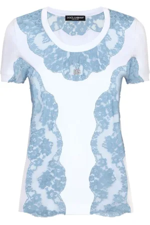 Dolce & Gabbana Tops, Dames, Veelkleurig, S, Kanten T-shirt