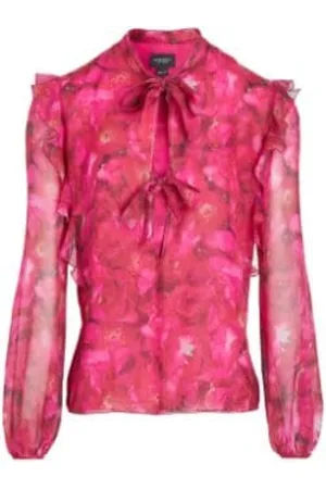Giambattista Valli Blouses & Shirts, Dames, Roze, S, Zijden blouse met strik