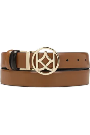 Kazar Accessoires, Dames, Veelkleurig, 80 CM, Leer, Dubbelzijdige leren riem met ronde gesp