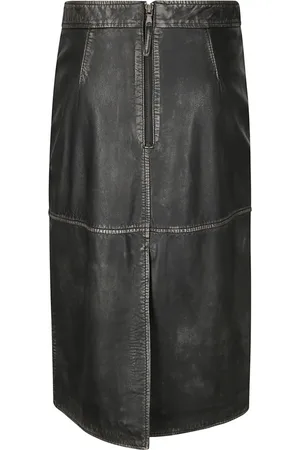 P.A.R.O.S.H. Rokken, Dames, Zwart, M, Leer, Leren midi-rok met zakken