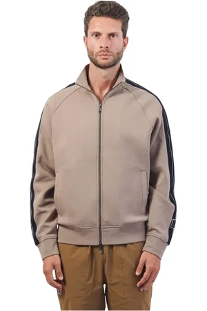 Armani Exchange Sweatshirts & Hoodies, Heren, Bruin, M, Bruine Zip-trui met Contrastband
