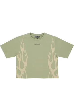 Vision Of Super Tops, Dames, Groen, M, Katoen, Flames Tee Groen/off White