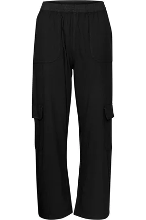 Kaffe Broeken, Dames, Zwart, L, Cargo Broek Zwart Diep Utility Stijl