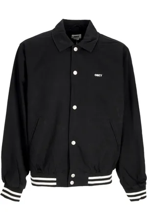 Obey Jassen, Heren, Zwart, L, Katoen, Icon Face Varsity Jack Zwart