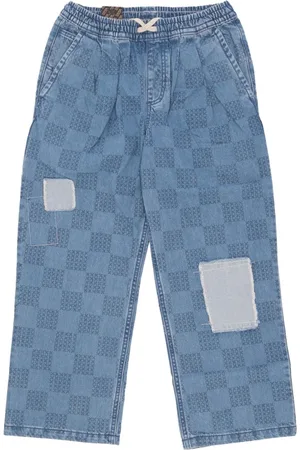 Vans Jeans, Dames, Blauw, M, Denim, Check Denim Loose Crop Jeans