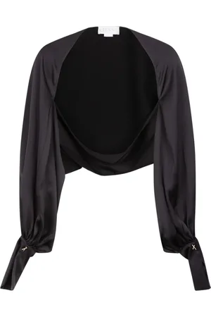GENNY Jassen, Dames, Zwart, S, Polyester, Zwarte Glanzende Bolero Jas
