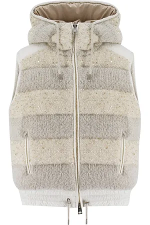 PANICALE Jassen, Dames, Grijs, M, Pailletten, Gewatteerd Gilet met Pailletten