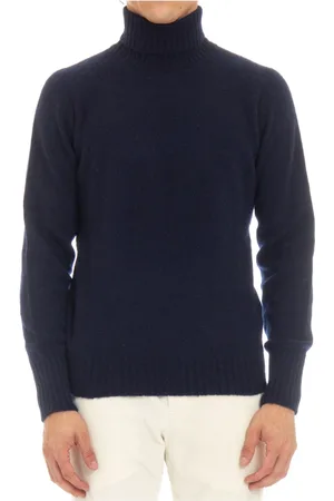 DRUMOHR Truien, Heren, Blauw, M, Wol, Blauwe Wollen Trui Dolcevita Stijl