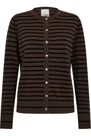 Sofie Schnoor Truien, Dames, Bruin, XL, Wol, Gestreepte Vest Donkerbruin Gebreid