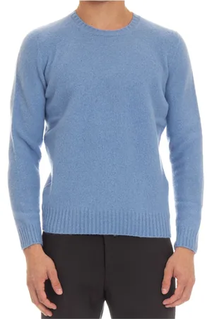 DRUMOHR Truien, Heren, Blauw, 2Xl, Wol, Blauwe Crew Neck Sweater Zachte Touch