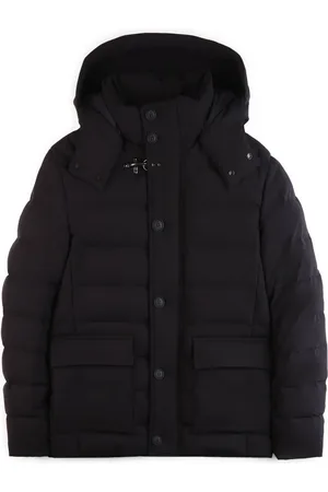 FAY Jassen, Heren, Zwart, S, Nylon, Zwarte Donsjas met Afneembare Capuchon