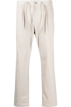HERNO Broeken, Heren, Grijs, L, Suède, Zachte Suède Microvezel Trekkoord Broek