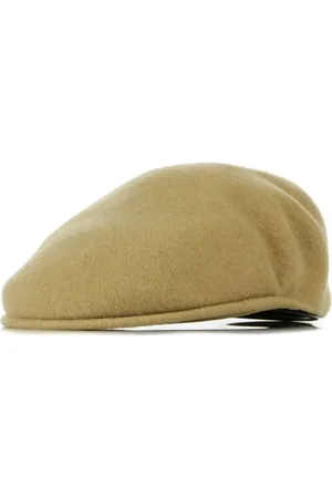 Kangol Accessoires, Heren, Bruin, S, Wol, Platte Pet Kamelenwol Geborduurd Logo