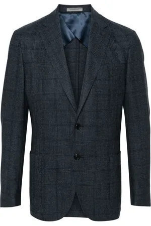 corneliani Pakken, Heren, Blauw, L, Wol, Wollen jas met 2 knopen