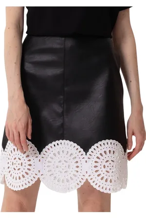 Stella McCartney Rokken, Dames, Zwart, M, Leer, Geborduurde leren rok