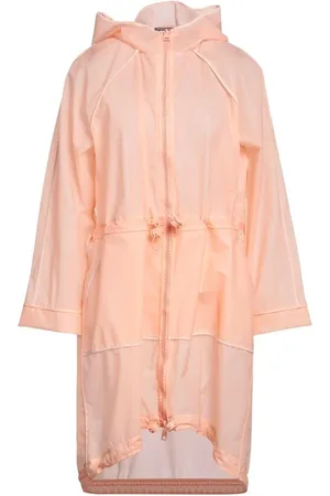 Elisabetta Franchi Jassen, Dames, Roze, M, Waterdichte lange jas met elastische taille