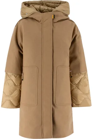 Parajumpers Mantels, Dames, Bruin, S, Wol, Gewatteerde wollen jas met quilt-details