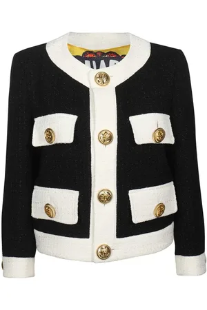 Dsquared2 Jassen, Dames, Zwart, S, Tweed, Tweed Jas met Vier Klepzakken