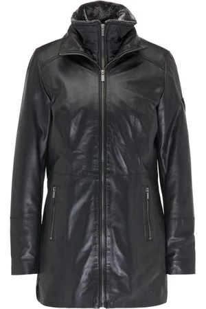 Carlo Colucci Jassen, Dames, Zwart, M, Lange Donatella leren jas