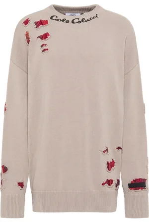 Carlo Colucci Truien, Heren, , L, Tijdloze Oversized Trui met Gebreid Patroon