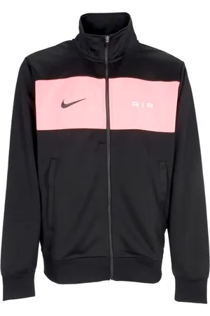 Nike Jassen, Heren, Zwart, L, Polyester, Track Jacket Zwart/Roze Schuim Hoge Kraag
