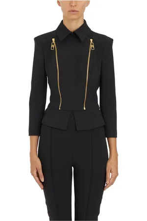 Elisabetta Franchi Jassen, Dames, Zwart, S, Stretch Crêpe Jas