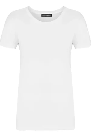 Dolce & Gabbana Tops, Dames, Wit, 2Xs, Katoen, Casual Katoenen T-Shirt