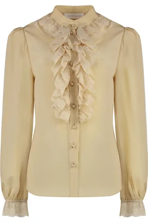ZIMMERMANN Blouses & Shirts, Dames, , L, Zijden Blouse met Kanten Ruche