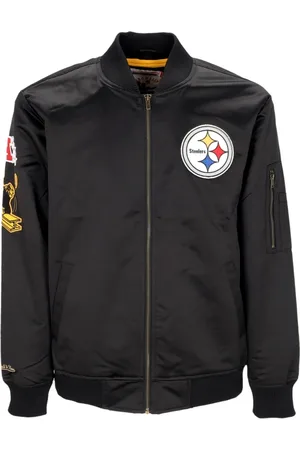 Mitchell & Ness Jassen, Heren, Zwart, L, Satijn, Pittsburgh Steelers Bomberjack Lichtgewicht Satijn