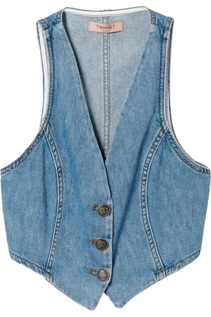 Twin-Set Jassen, Dames, Blauw, S, Katoen, Vests