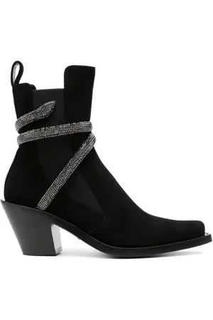 RENE CAOVILLA Schoenen, Dames, Zwart, 39 1/2 EU, Zwarte Enkellaarzen