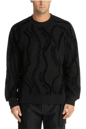 VERSACE Sweatshirts & Hoodies, Heren, Zwart, S, Katoen, Abstract Logo Sweatshirt