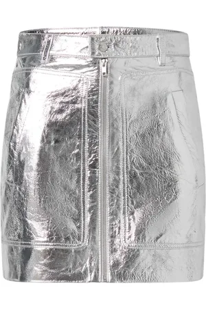 Zadig & Voltaire Rokken, Dames, Grijs, S, Leer, Metallic Leren Rok