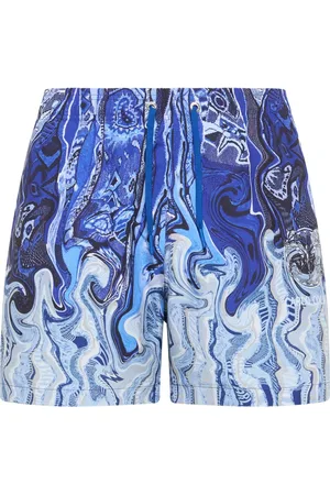 Carlo Colucci Badkleding, Heren, Blauw, M, Artistieke Gebreide Print Zwembroek