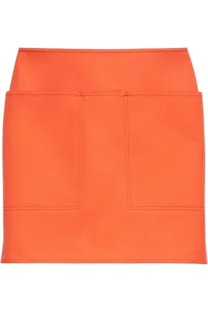 Max Mara Rokken, Dames, Oranje, M, Katoen, Katoenen Rok met Zakken en Rits