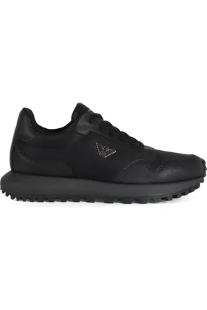 Emporio Armani Schoenen, Heren, Zwart, 41 EU, Leer, Sneakers van leer en technische stof
