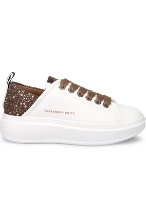 Alexander Smith Schoenen, Dames, Wit, 37 EU, Wembley Witte Leren Sneakers met Strass