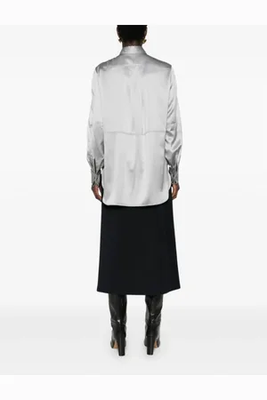Brunello Cucinelli Blouses & Shirts, Dames, Grijs, S, Zijden Blouse