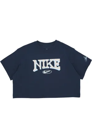 Nike Tops, Dames, Blauw, S, Korte Dames Sportshirt in Marineblauw