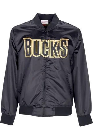 Mitchell & Ness Jassen, Heren, Zwart, L, Satijn, Milwaukee Bucks NBA Satijnen Jas