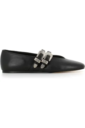 Le Monde Beryl Schoenen, Dames, Zwart, 41 EU, Zwarte Leren Ballerina Platte Schoenen