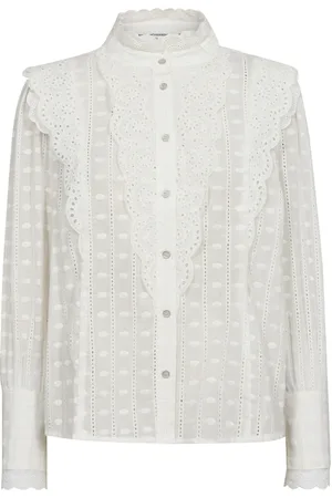Co`Couture Blouses & Shirts, Dames, Wit, S, Katoen, Chaincc Dot Anglaise Shirt Blouse