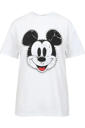 ANIYE BY Tops, Dames, Wit, M, Katoen, Mickey Crew-Neck T-shirt met studs